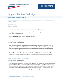 Progress Matters Draft Agenda - Center for American Progress