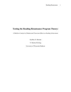 Testing the Reading Renaissance Program Theory: