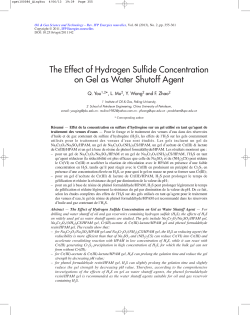 The Effect of Hydrogen Sulfide Concentration on Gel as Water