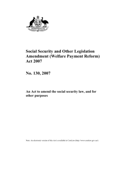 Social Security and Other Legislation Amendment (Welfare Payment