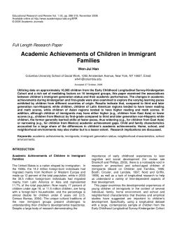Academic Achievements of Children in Immigrant Families
