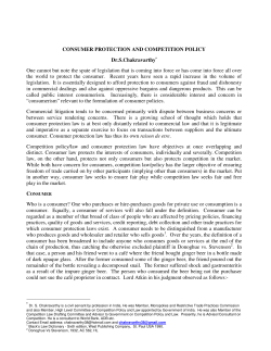 CONSUMER PROTECTION AND COMPETITION POLICY Dr.S