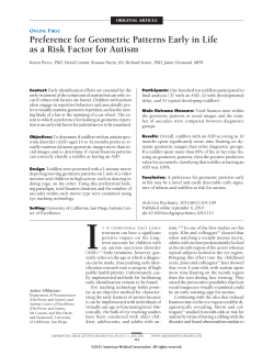 Preference for Geometric Patterns Early in Life as a Risk Factor for