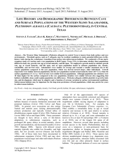 life history and demographic differences between cave and surface