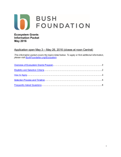 Ecosystem Grants Information Packet May 2016 Application open