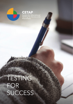 CETAP brochure - Centre for Educational Testing for Access and