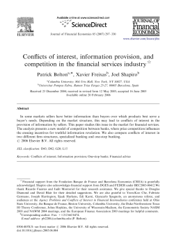 Conflicts of interest, information provision, and competition in the