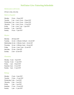 NetTutor Live Tutoring Schedule