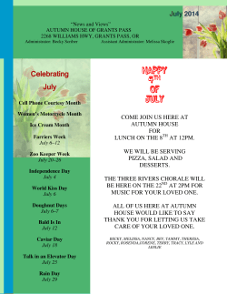 July 2014 Newsletter - Autumn House, Grants Pass Oregon