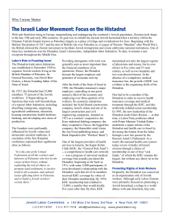 Focus on the Histadrut - Jewish Labor Committee