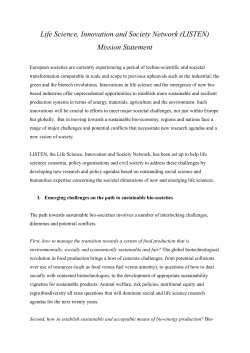 Life Science, Innovation and Society Network (LISTEN) Mission