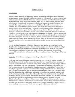 Matthew 10:16-23 Introduction