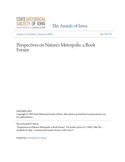 Perspectives on Nature`s Metropolis: a Book Forum