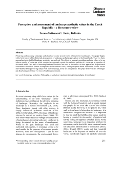 Landscape Studies Perception and assessment of landscape