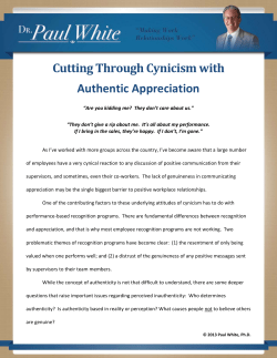 Cutting Through Cynicism with Authentic Appreciation