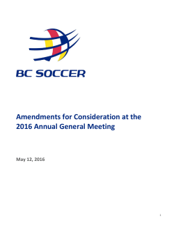 Amendments for Consideration at the 2016 Annual General Meeting