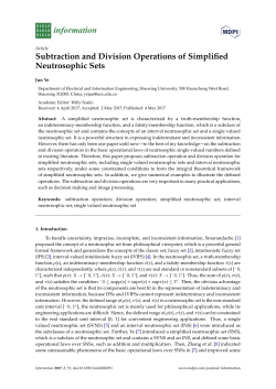 Subtraction and Division Operations of Simplified Neutrosophic Sets