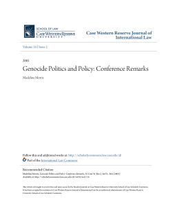 Genocide Politics and Policy: Conference Remarks