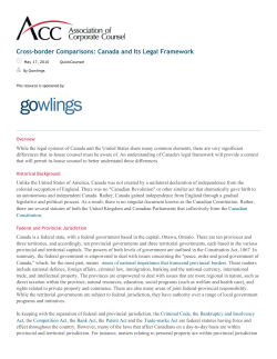 Cross-border Comparisons: Canada and Its Legal Framework