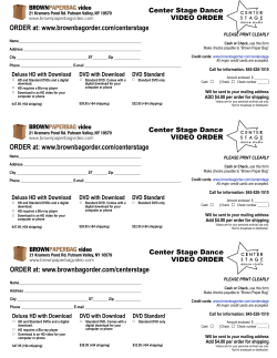 DVD Order Form - Center Stage Dance Studio