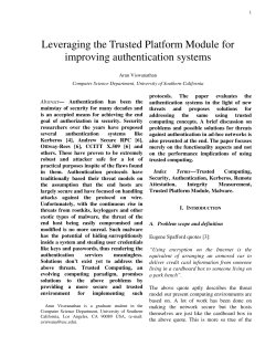 Leveraging the Trusted Platform Module for improving