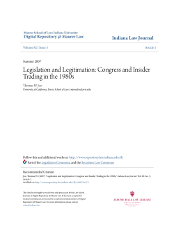 Legislation and Legitimation: Congress and Insider Trading in the