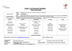 Grade 1 Co-Curricular Timetable Third Term 2016