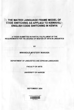 English Code Switching in Kenya - UoN Repository
