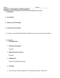 Study Guide 6 Sensation and Perception