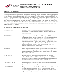 CASE STUDY AND THEOLOGICAL REFLECTION GUIDELINES