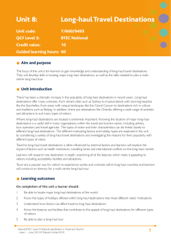 Unit 8: Long-haul Travel Destinations - Edexcel