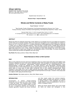 Nitrate and Nitrite Contents of Baby Foods