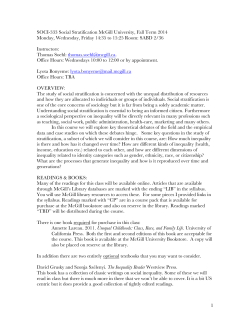 1 SOCI-333 Social Stratification McGill University, Fall Term 2014