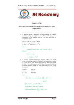 SUB: HYDROLOGY AND IRRIGATION MODULE-71C