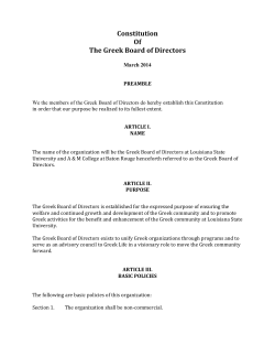 Constitution Of The Greek Board of Directors