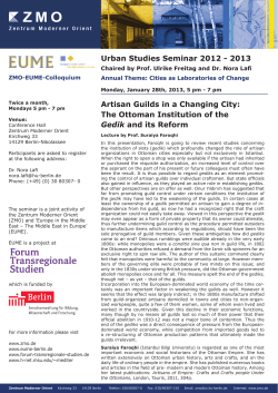 Urban Studies Seminar 2012 - 2013 Artisan Guilds in a Changing