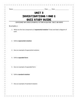 Unit 3 Investigations 1 and 2 Quiz Study Guide