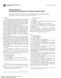 Evaluating Characteristics of Ultrasonic Search Units1