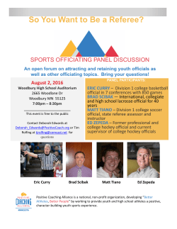 So You Want to Be a Referee? - Minnesota State Referee Committee