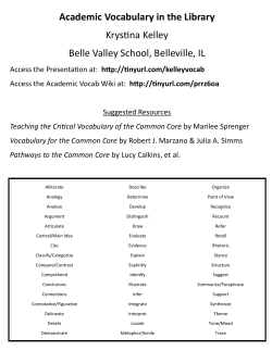 Upping Your Game in the Common Core with Academic Vocabulary