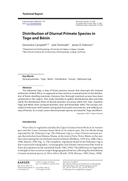 Distribution of Diurnal Primate Species in Togo and B&eacute;nin