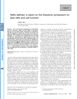Rafts Defined: A Report On The Keystone Symposium On Lipid