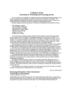 A History of the Diversity in Teaching and Learning Series Fostering