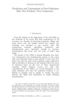 Production and Consumption in Post-Unification Italy