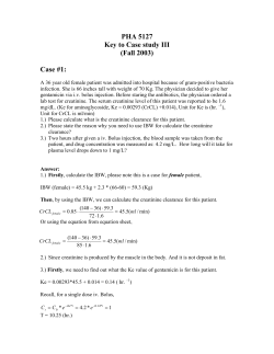 PHA 5127 Key to Case study III (Fall 2003) Case #1: