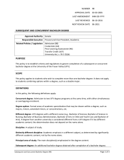 SUBSEQUENT AND CONCURRENT BACHELOR DEGREE