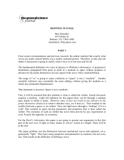 DEFINING WAVE(S) - The General Science Journal