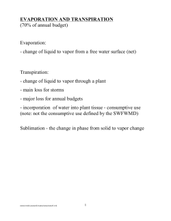 EVAPORATION AND TRANSPIRATION (70% of annual budget