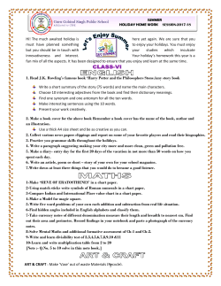Holiday Assignment for Class VI