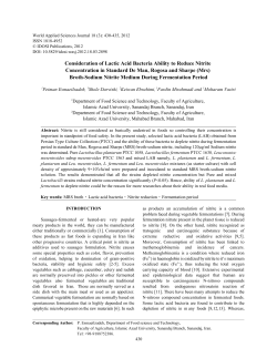 Consideration of Lactic Acid Bacteria Ability to Reduce Nitrite